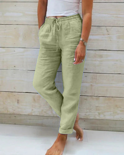 Nikie Stretch Fit Cotton-Linen Trousers