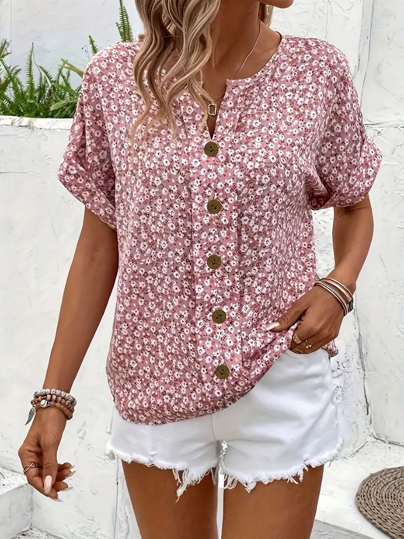 FLORAL DREAMS NOTCHED COLLAR BLOUSE