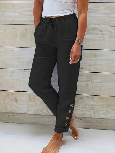 TALLY | CLASSIC BUTTONED LINEN TROUSERS