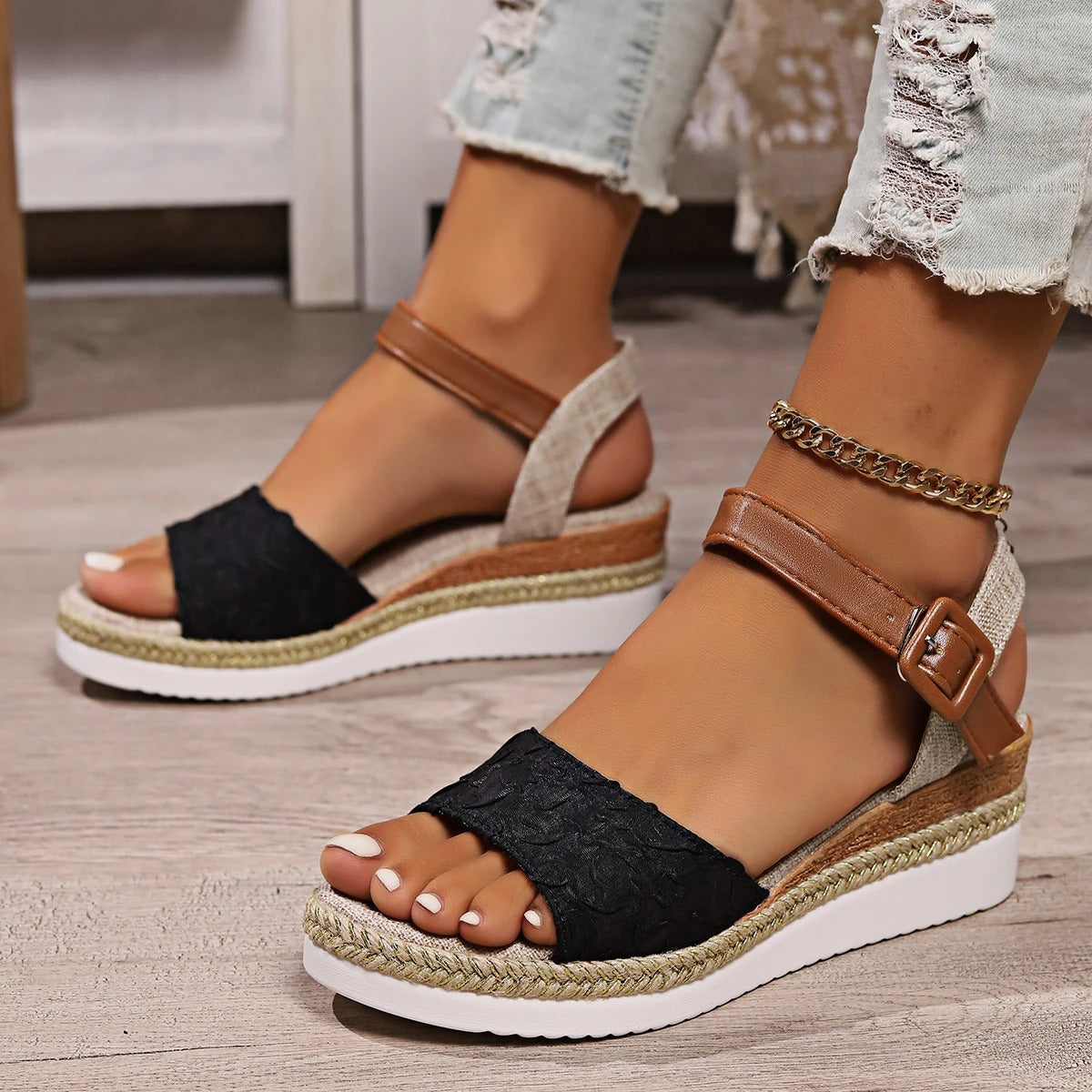 SELENA | ROME STYLE PLATFORM WEDGE SANDALS