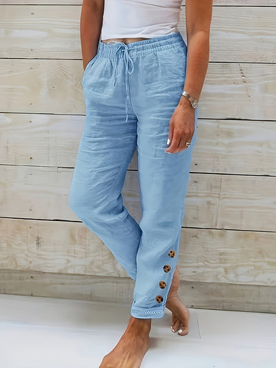 TALLY | CLASSIC BUTTONED LINEN TROUSERS