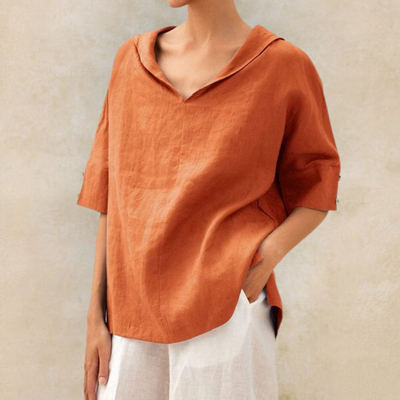 Jamilla - Women's V-Neck Casual Linen Shirt