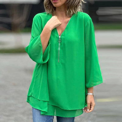 Lorelai | Elegant Chiffon Zip Blouse