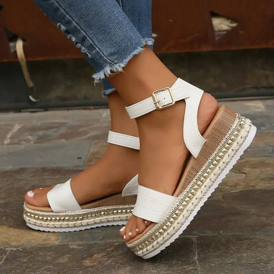 CLOG WEDGE BUCKLE LOW SANDALS