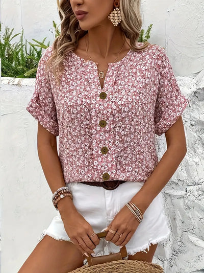 FLORAL DREAMS NOTCHED COLLAR BLOUSE