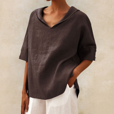 Jamilla - Women's V-Neck Casual Linen Shirt