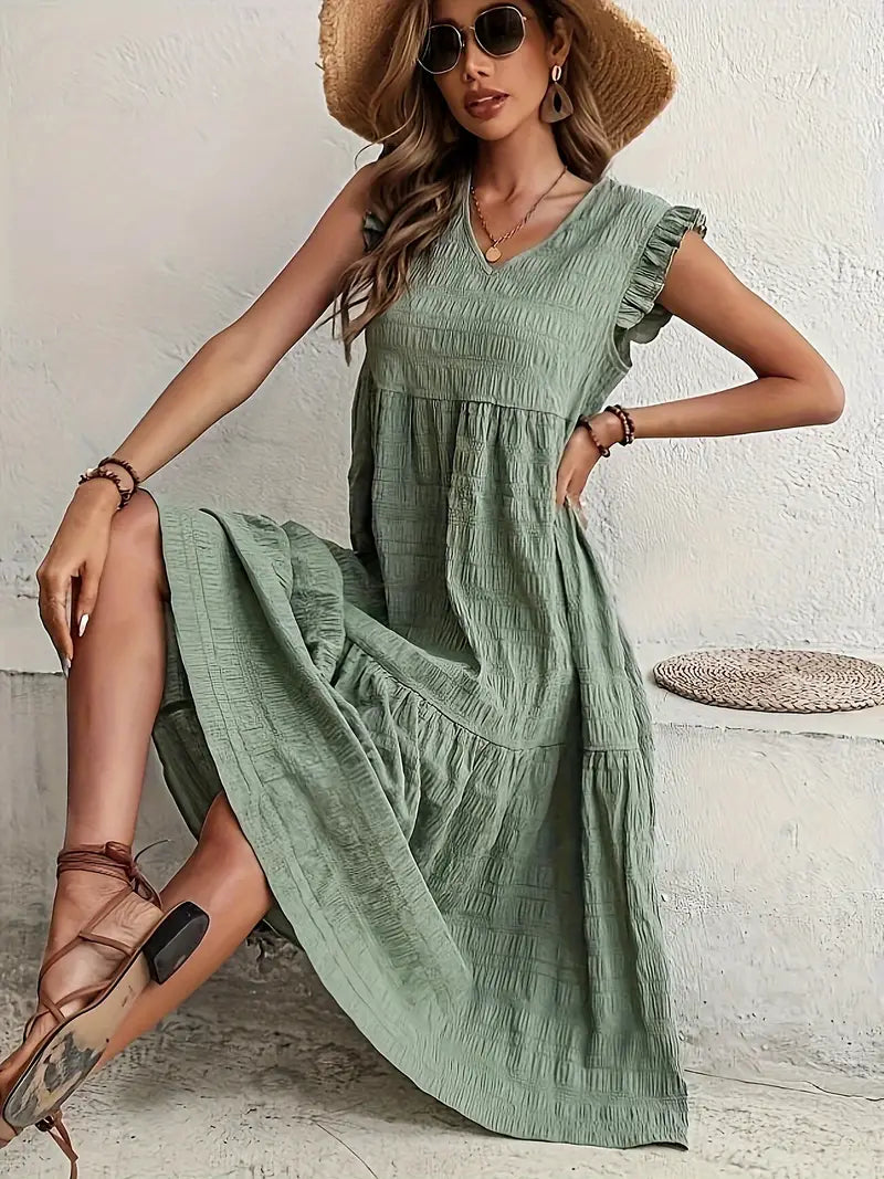 MAXI TEXTURED MIDI DRESS FOR EFFORTLESS ELEGANCE