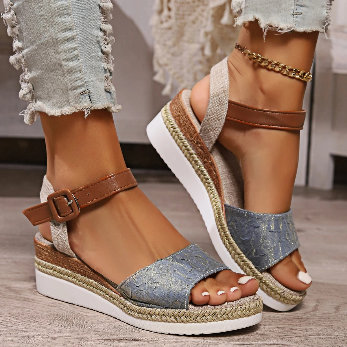 SELENA | ROME STYLE PLATFORM WEDGE SANDALS