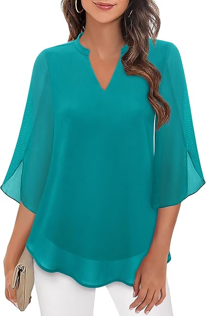 ROSAIRE | DOUBLE-LAYER CHIFFON BLOUSE