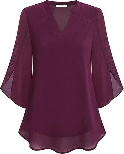 ROSAIRE | DOUBLE-LAYER CHIFFON BLOUSE