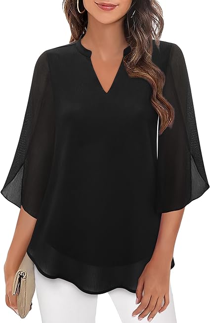 ROSAIRE | DOUBLE-LAYER CHIFFON BLOUSE