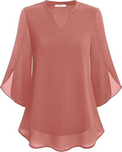 ROSAIRE | DOUBLE-LAYER CHIFFON BLOUSE