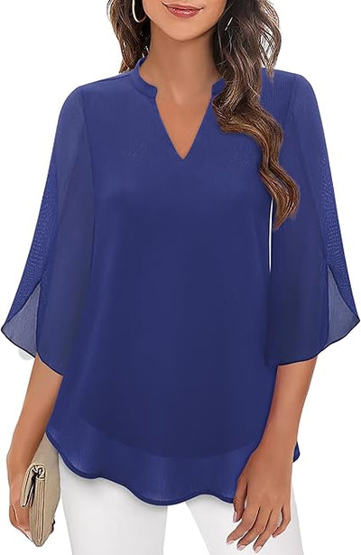 ROSAIRE | DOUBLE-LAYER CHIFFON BLOUSE