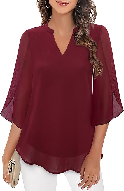 ROSAIRE | DOUBLE-LAYER CHIFFON BLOUSE