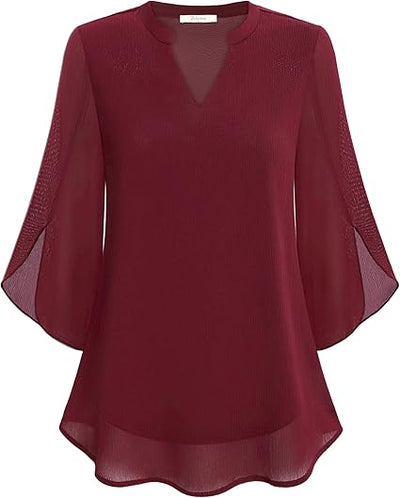 ROSAIRE | DOUBLE-LAYER CHIFFON BLOUSE