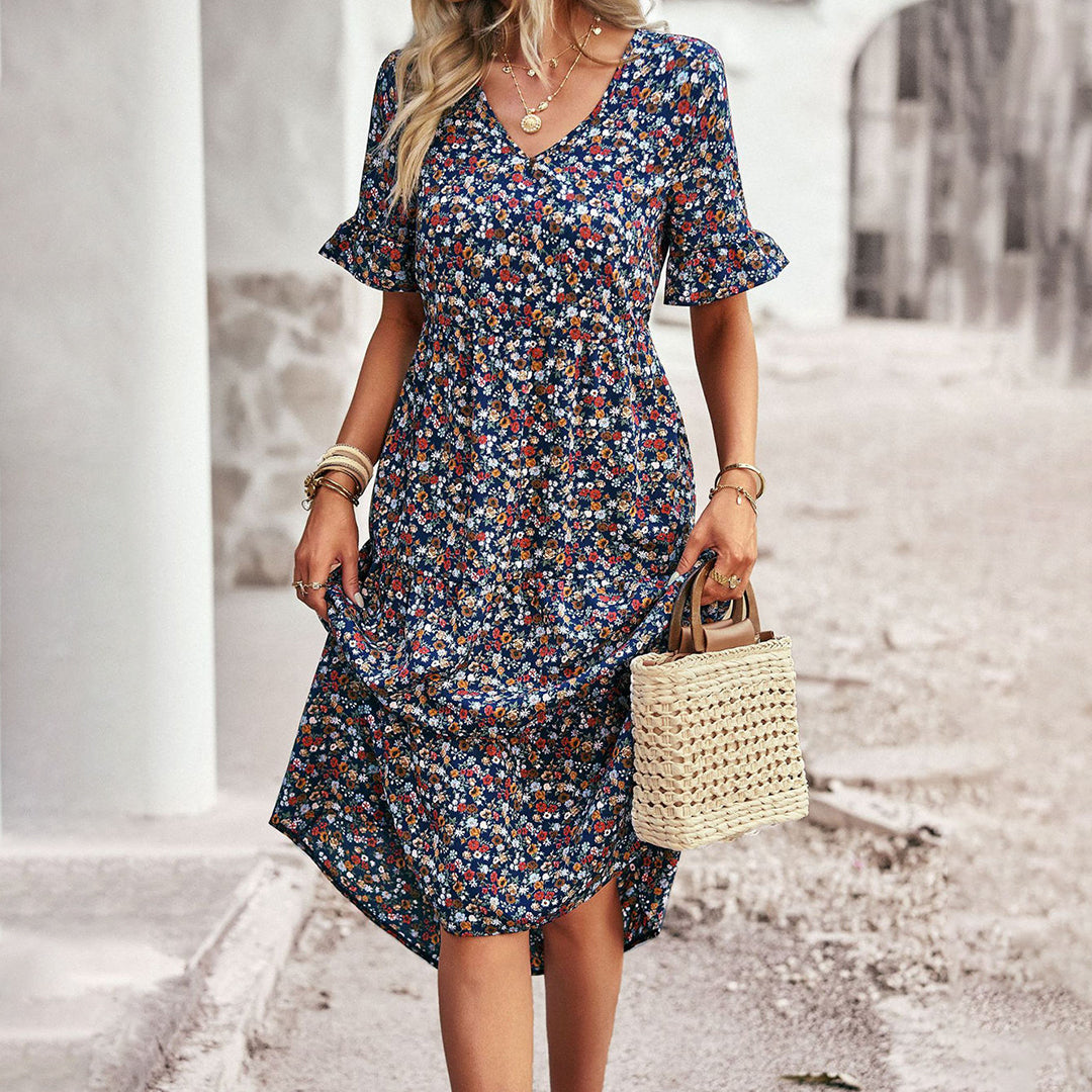 BOHEMIAN FLORAL MIDI DRESS | SUNSET | SUMMER-READY COTTON