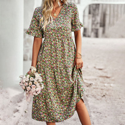 BOHEMIAN FLORAL MIDI DRESS | SUNSET | SUMMER-READY COTTON