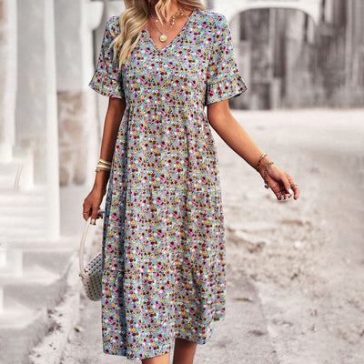 BOHEMIAN FLORAL MIDI DRESS | SUNSET | SUMMER-READY COTTON