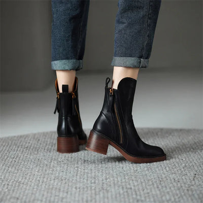 EMERY - LEATHER ZIP ANKLE BOOTS