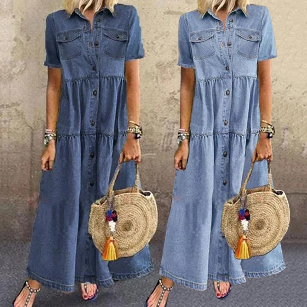 SAVANNAH - FLATTERING DENIM DRESS