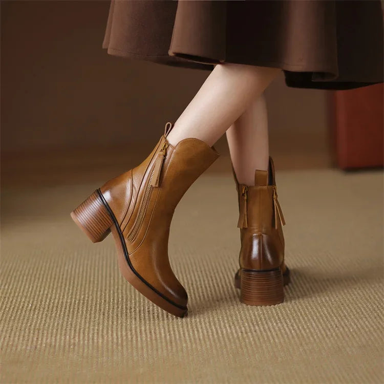 EMERY - LEATHER ZIP ANKLE BOOTS