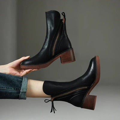 EMERY - LEATHER ZIP ANKLE BOOTS