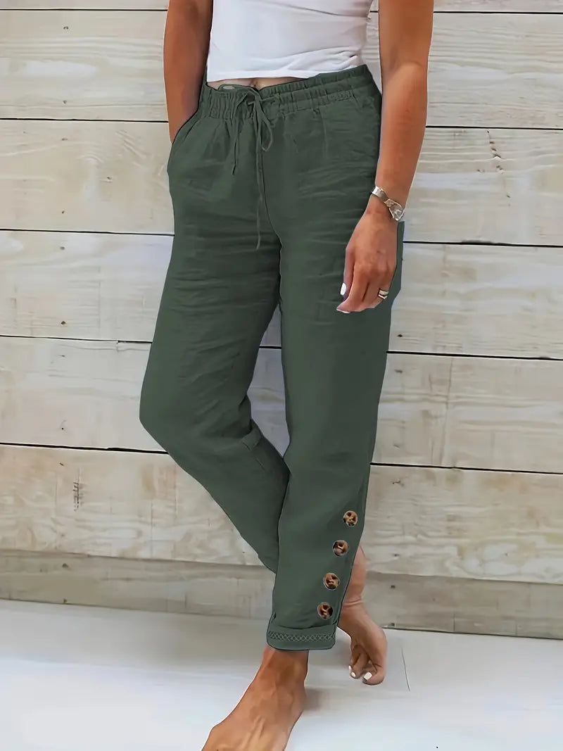 TALLY | CLASSIC BUTTONED LINEN TROUSERS