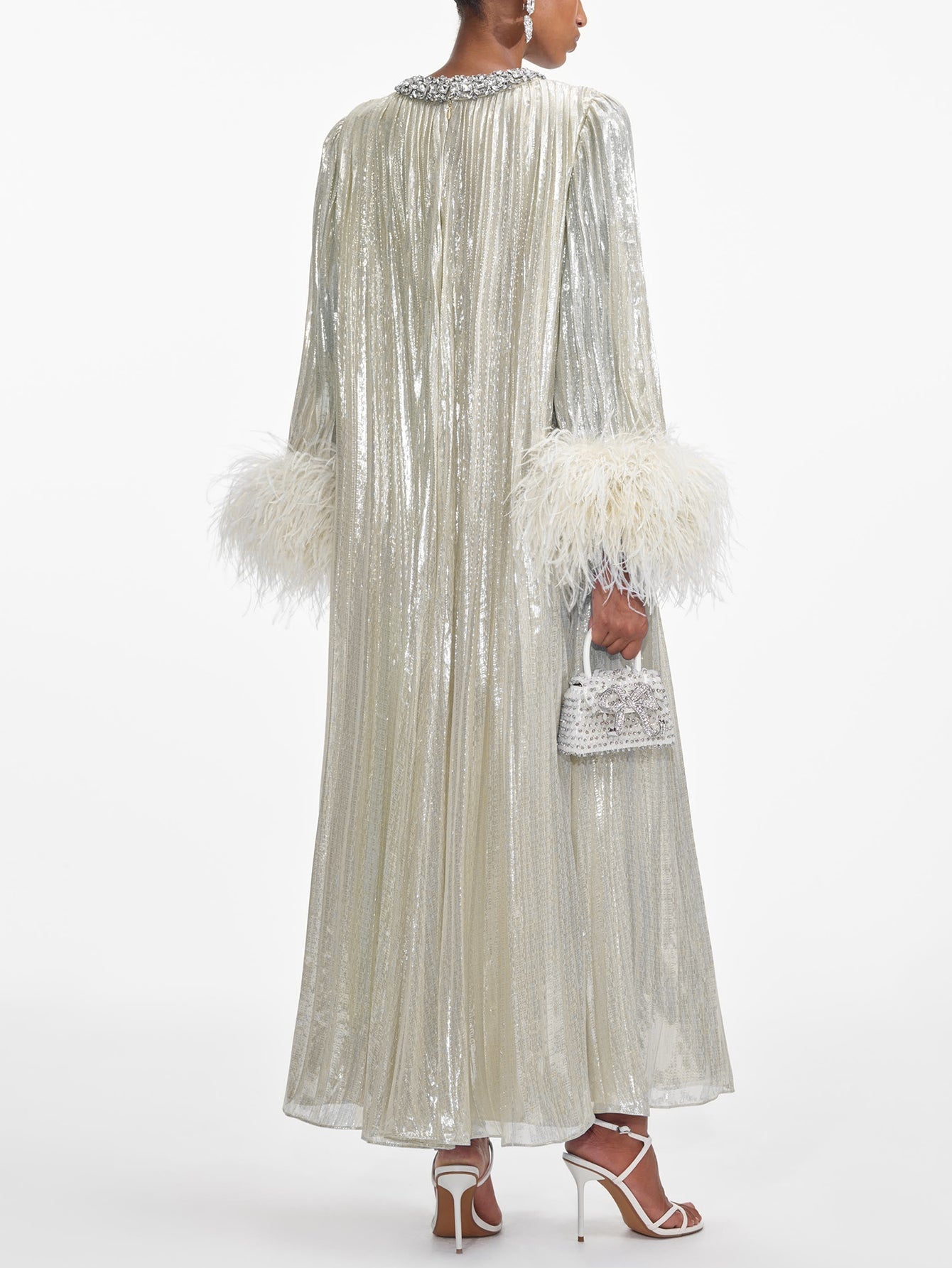 LUXIA | PEARLESCENT SATIN FEATHER GOWN