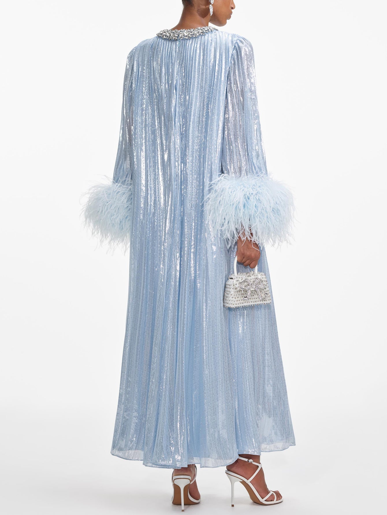 LUXIA | PEARLESCENT SATIN FEATHER GOWN