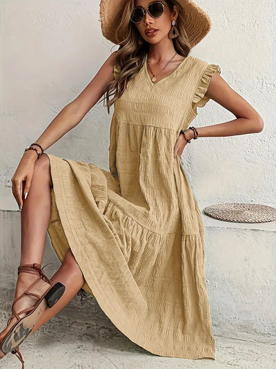 MAXI TEXTURED MIDI DRESS FOR EFFORTLESS ELEGANCE