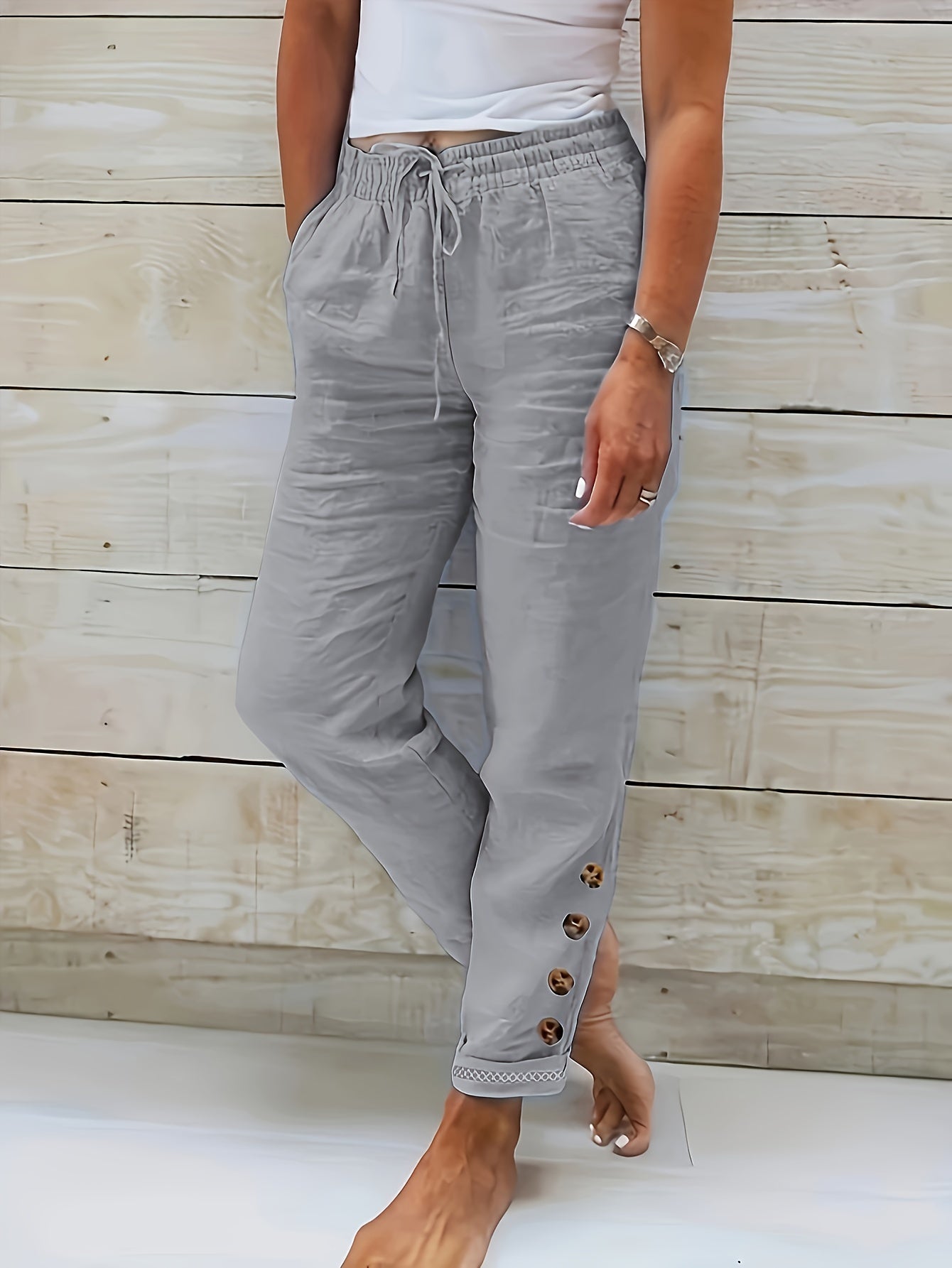 TALLY | CLASSIC BUTTONED LINEN TROUSERS