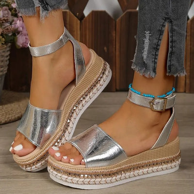 CLOG WEDGE BUCKLE LOW SANDALS